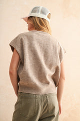 Campbell short sleeve sweater in tan