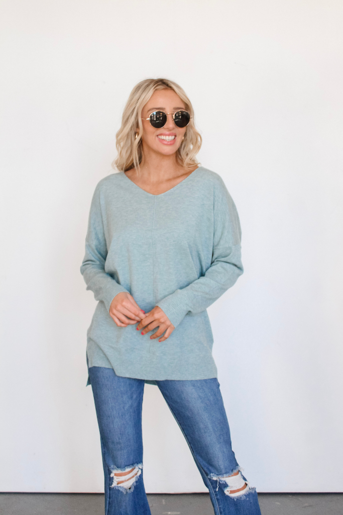 We're Dreaming Sweater in Heather Mint