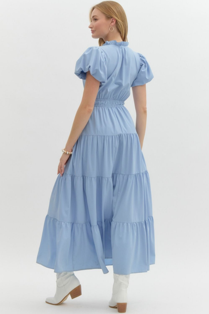 Heidi Tiered Maxi Dress in Chambray