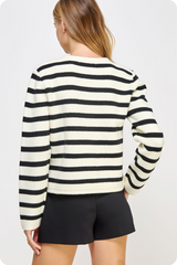 Jackie Stripe Button Front Cardigan