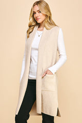 Rena open cardigan vest in oatmeal