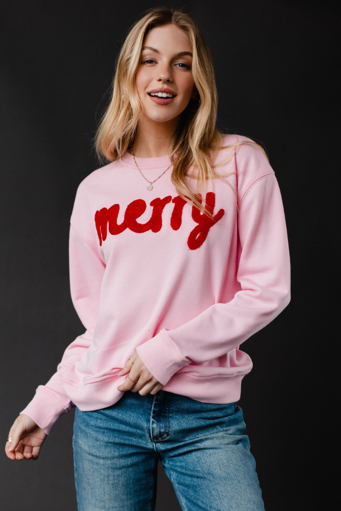 Merry Sweatshirt in Pink