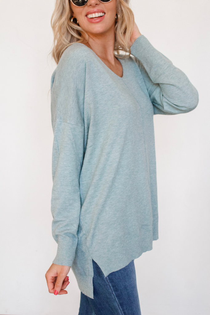 We're Dreaming Sweater in Heather Mint