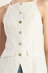 Mabel Stripe Button Front Top