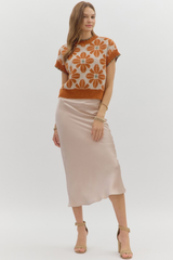 Celeste Floral Short Sleeve Sweater in Rust