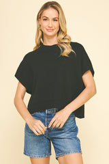 Ellen loose knit top in black