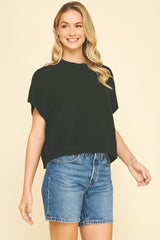 Ellen loose knit top in black