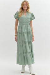 Heidi Tiered Maxi Dress in Sage