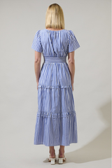 Brandy Striped Poplin Tiered Maxi Dress