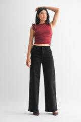 Skylar wide leg jean in black