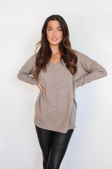 We're Dreaming Sweater in Heather Mocha
