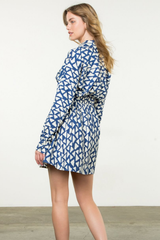 Isla Printed Long Sleeve Dress in Navy