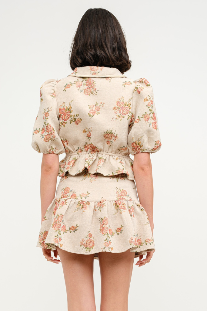 Floral Darling Tie Front Top in Ivory