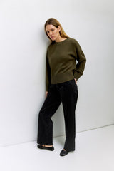 Clara cotton sweater in olive