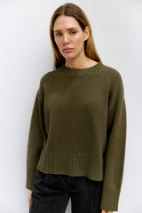 Clara cotton sweater in olive