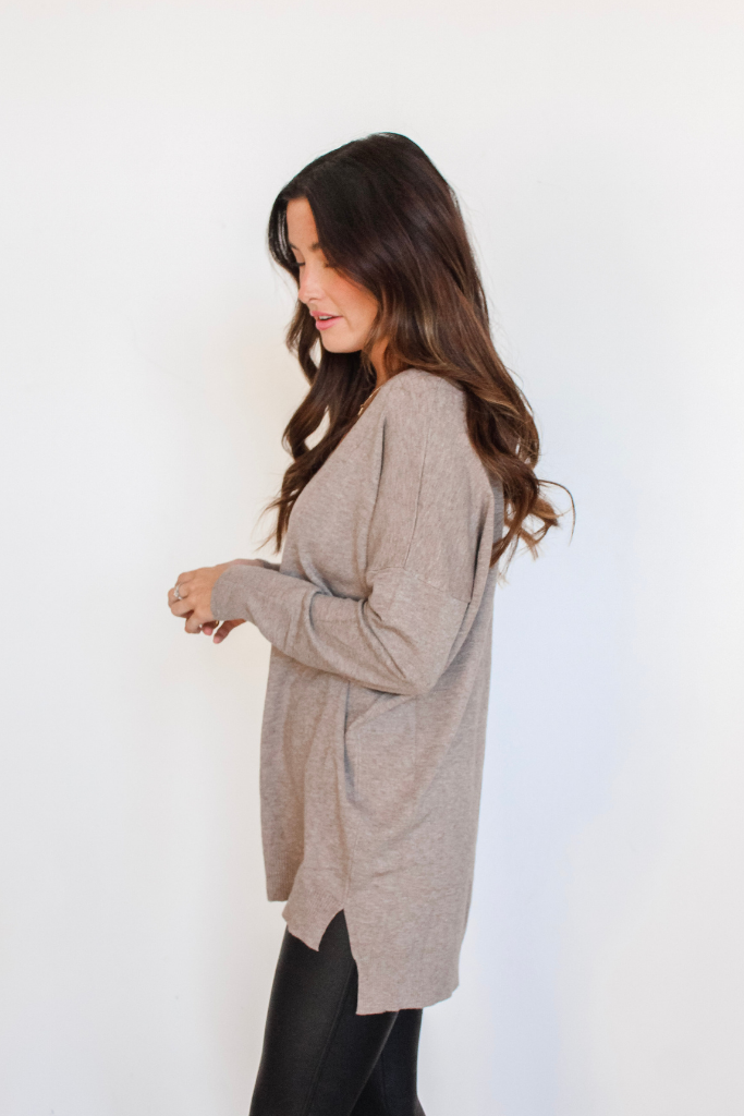 We're Dreaming Sweater in Heather Mocha