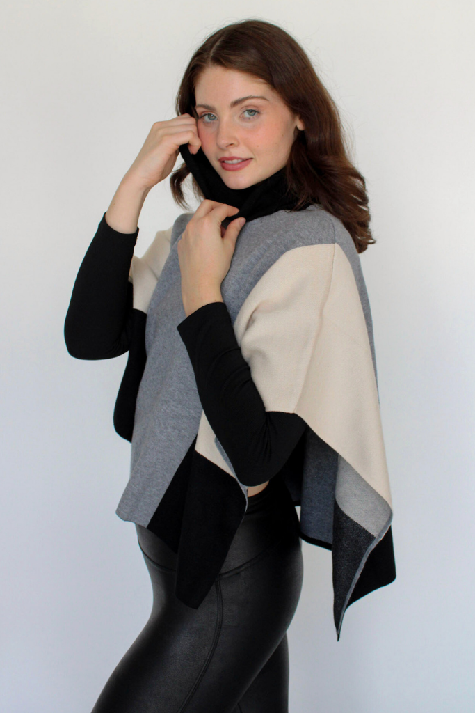 Close To You Color Block Poncho