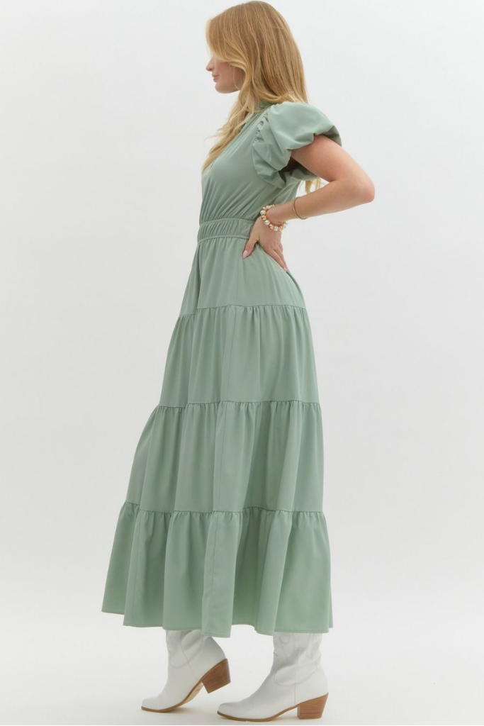 Heidi Tiered Maxi Dress in Sage