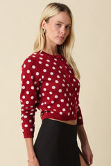 Madison dot cardigan in red