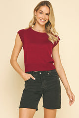 Cassie knit top in cherry