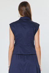 Arden button down top in navy