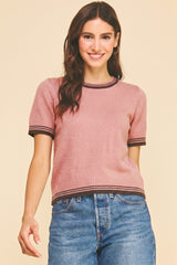 Natalie short sleeve sweater in pink
