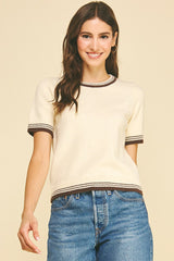 Natalie short sleeve sweater in ivory