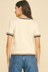Natalie short sleeve sweater in ivory