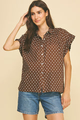 Mila polka dot blouse in cocoa