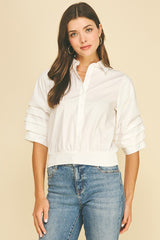 Chloe banded hem top in white