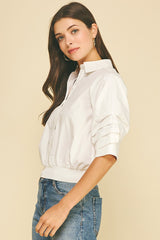 Chloe banded hem top in white