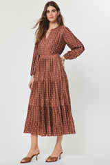 Allie midi dress in brown