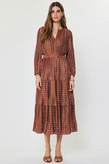 Allie midi dress in brown