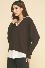 Olivia combo sweater in chocolate