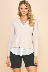 Olivia combo sweater in oatmeal