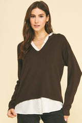 Olivia combo sweater in chocolate