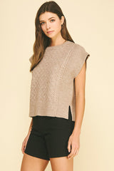 Kelli short sleeve sweater in taupe