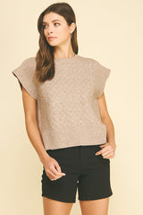 Kelli short sleeve sweater in taupe