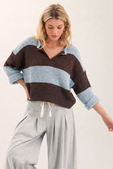 Beth wide stripe knit top