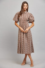 Mandy midi dress in brown
