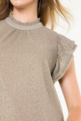 Iris Metallic Flutter Sleeve Top