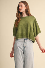 Kyle short sleeve sweater in olive