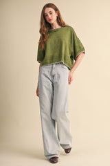 Kyle short sleeve sweater in olive