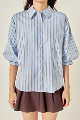 Colleen stripe balloon sleeve top