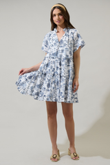 Renzo Toile Poplin Tiered Mini Dress