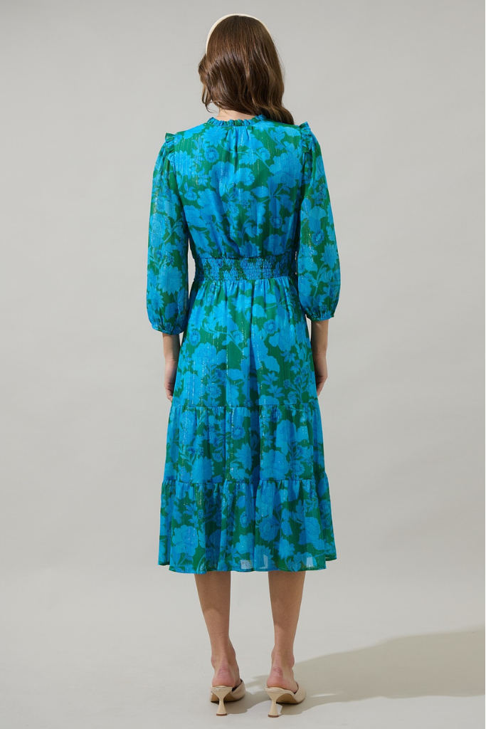 Amren Floral Smocked Midi Dress