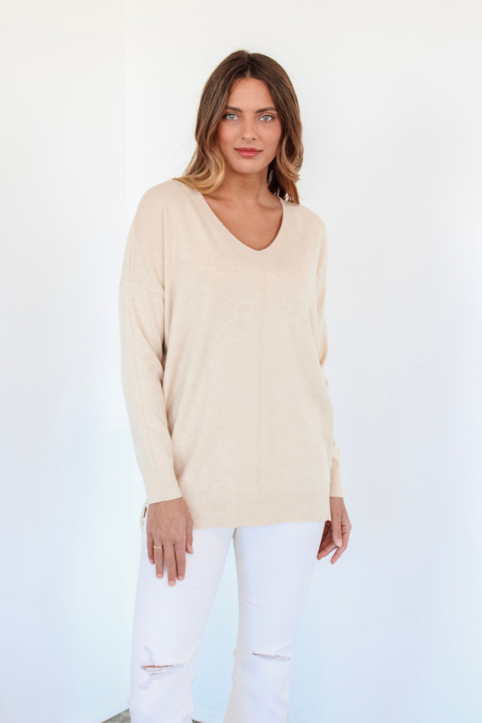 We're Dreaming Sweater in Heather Oatmeal