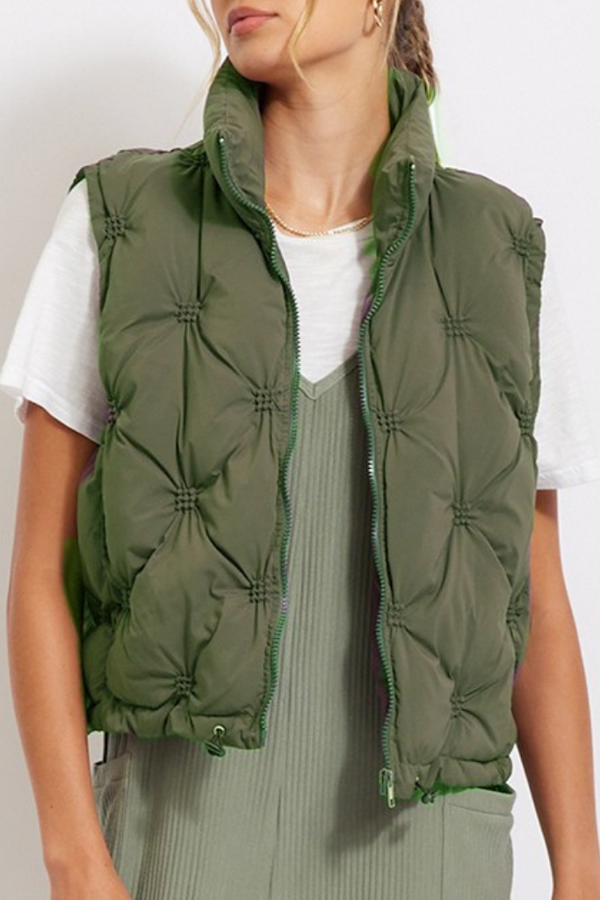 Sammy Quilted Puffer Vest in Olive