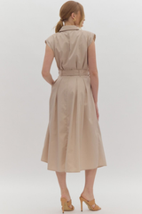 Clementine Belted Midi Dress in Natural