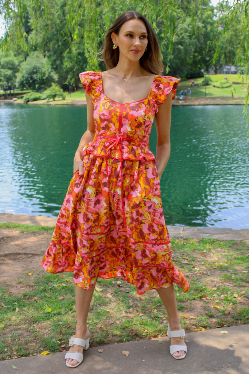 Burn For You Floral Midi Dress